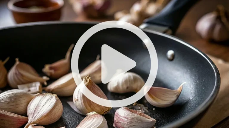 purple garlic cloves with outer peel in a pan, visual metaphor related to sciatic pain